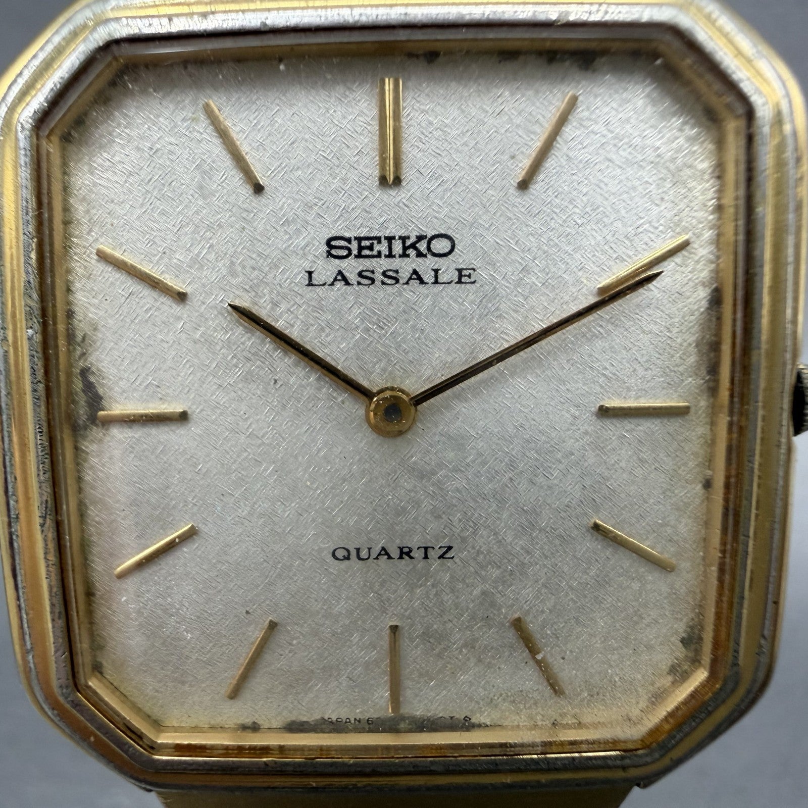 Seiko Lassale Tank Watch Men 30mm Silver Dial Gold Tone 60205929 New Battery1