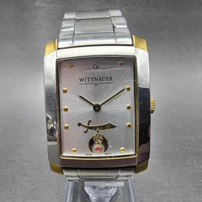 Wittnauer Tank Watch Men 28mm Silver Dial Two Tone Freemason Shriner New Battery0