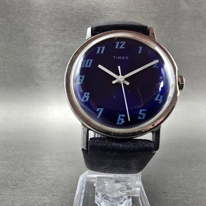 Timex Mercury Watch Men 33mm Blue Dial Silver Tone Manual 16053 02474 Runs VTG5