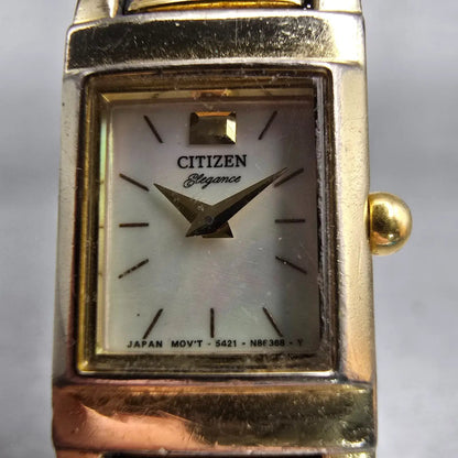 Citizen Elegance Watch Women 14mm MOP Dial Gold Tone 5421-S72234 New Battery VTG1