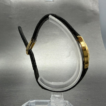 Seiko Watch Women 20mm Black Dial Gold Tone Round Vintage 2y01-0a10 New Battery8