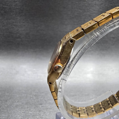 Seiko Watch Women 16mm Black Dial Gold Tone Oval 7321-5399 New Battery Vintage 52