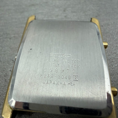 Seiko H249-5049 Watch Case Gold Tone Analog Digi Rectangle 27mm W/Crystal VTG6