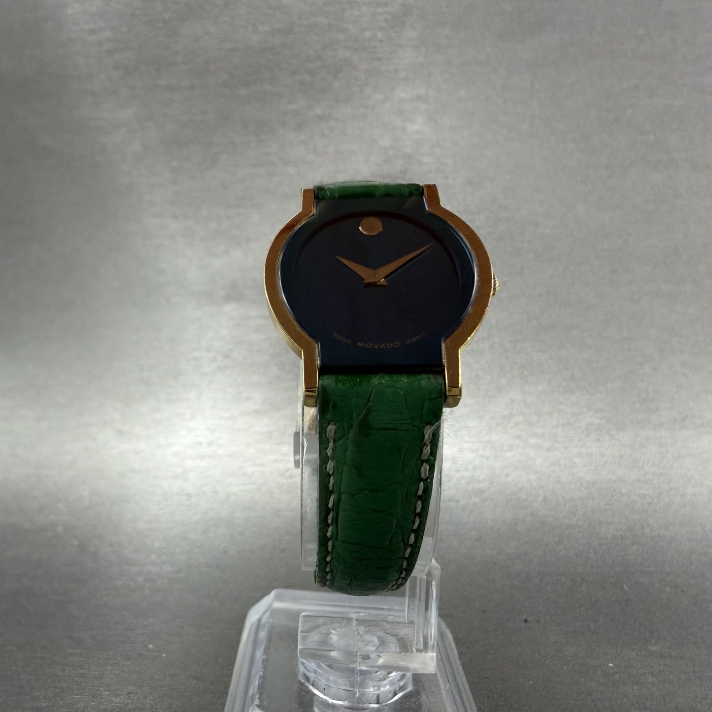 Movado Horizon Watch Women 24mm Green Dial Gold Tone Round 87-90-820 New Battery5