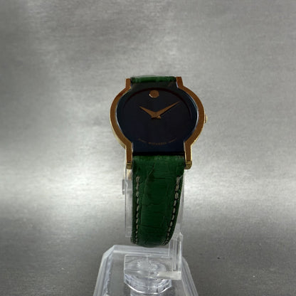 Movado Horizon Watch Women 24mm Green Dial Gold Tone Round 87-90-820 New Battery5