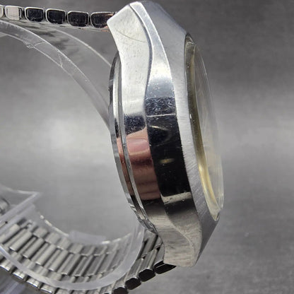 Seiko SQ Watch Men 37mm Black Dial Silver Tone Daydate 0903-8007 New Battery VTG3