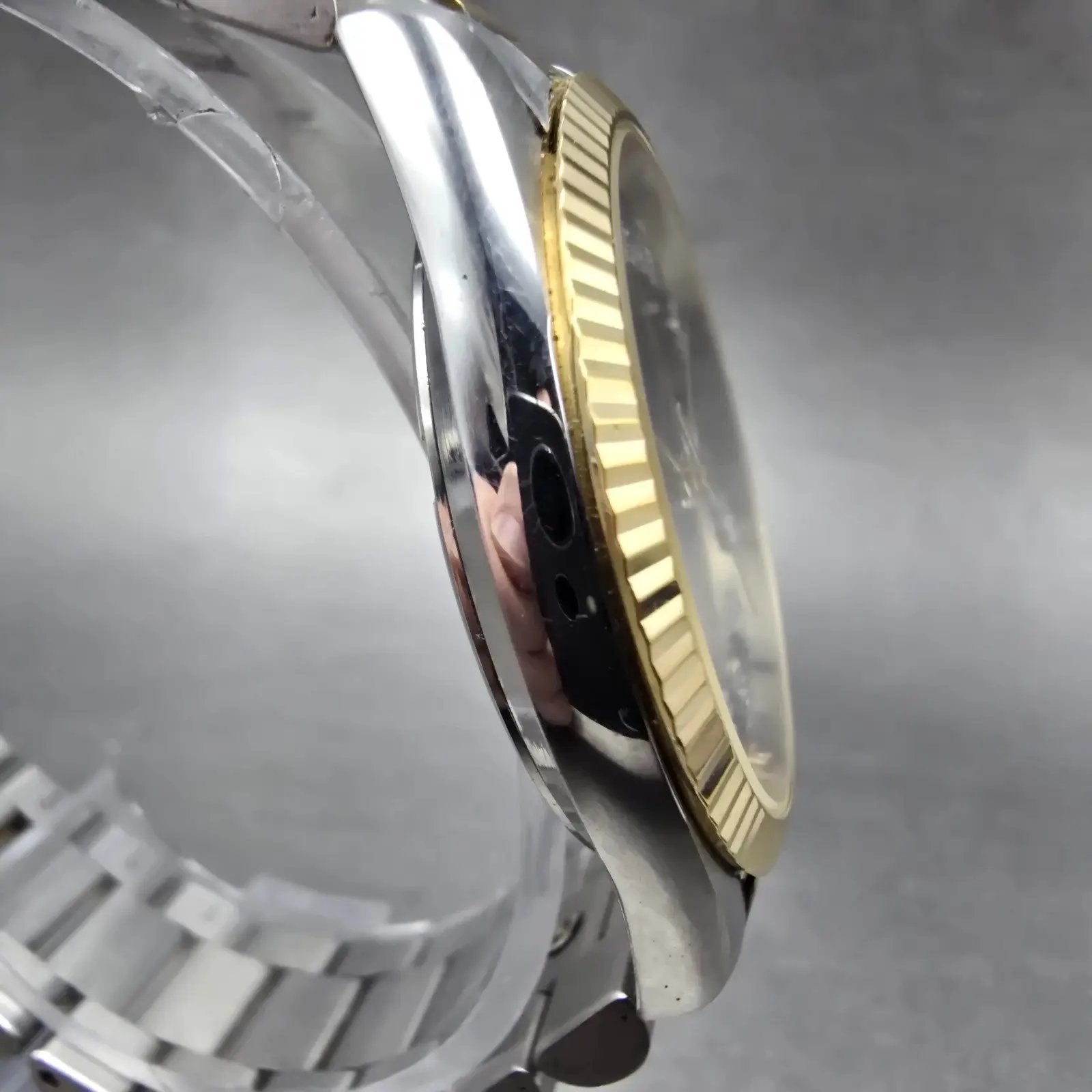Wittnauer President Watch Men 35mm Bl Dial Two Tone Daydate Round New Batt AB3