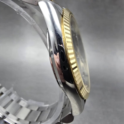Wittnauer President Watch Men 35mm Bl Dial Two Tone Daydate Round New Batt AB3