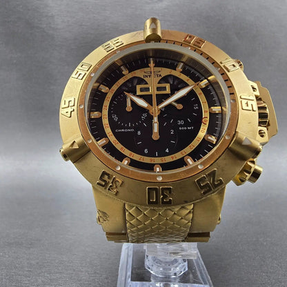 Invicta Sub Aqua Noma III Chronograph Watch Men 50mm Black Dial Gold Tone NewBat5
