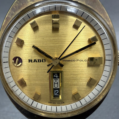 Rado Marco Polo Watch Men 36mm Gold Dial Gold Tone 11839 Daydate Automatic Runs1