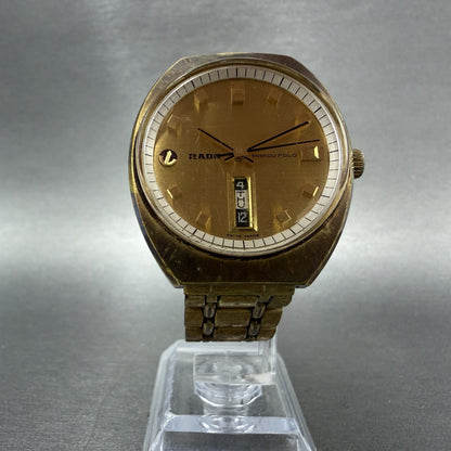 Rado Marco Polo Watch Men 36mm Gold Dial Gold Tone 11839 Daydate Automatic Runs5
