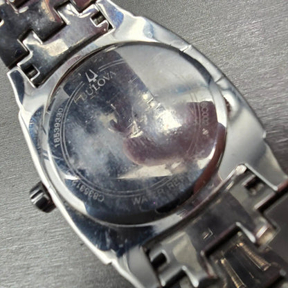 Bulova Watch Men 40mm Silver Dial Silver Tone Daydate Crystal 96C002 New Battery10