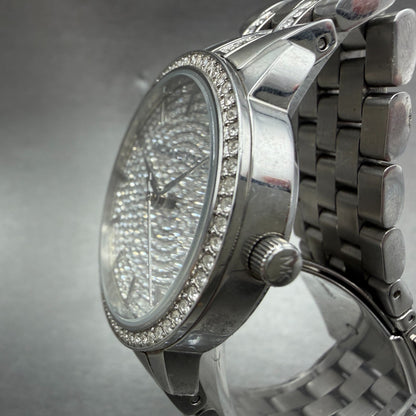Michael Blake Watch Women 35mm Silver Dial Silver Tone Crystals MK3458 NewBatt2