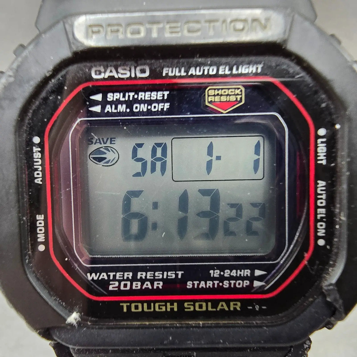 Casio G-Shock G-5600 Watch Men 43mm Black Alarm Chrono Solar Octagon PARTS2