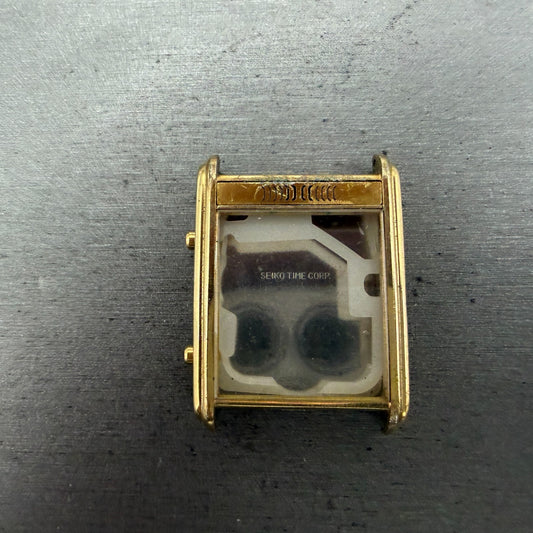 Seiko H249-5049 Watch Case Gold Tone Analog Digi Rectangle 27mm W/Crystal VTG0