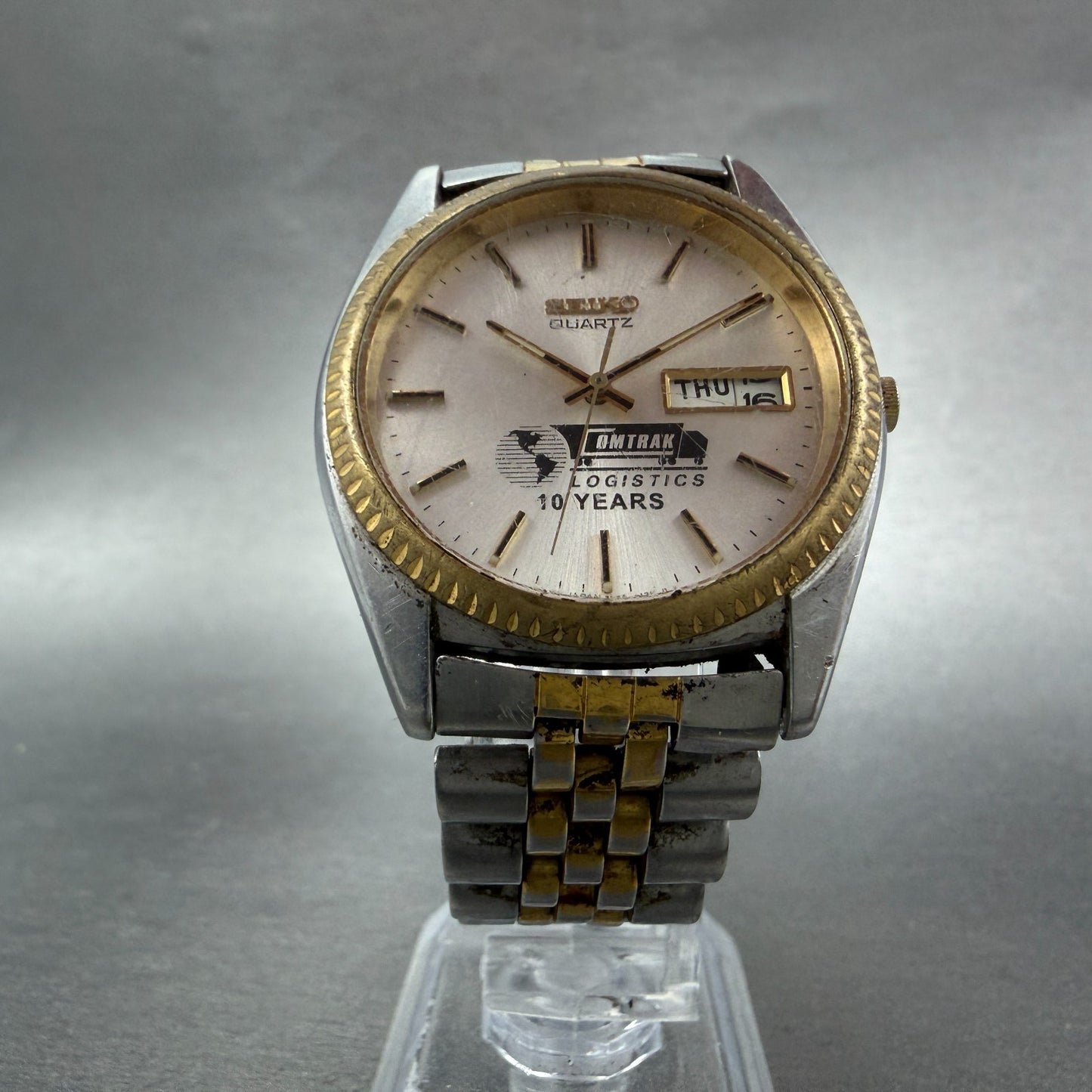 Seiko President Watch Men 36mm Silver Dial Two Tone Daydate 7n43-8111 NewBatt MQ5