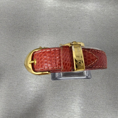 Seiko Respoir Watch Women 20mm Gold Dial Gold Tone Red Band 4N200320 New Batt6