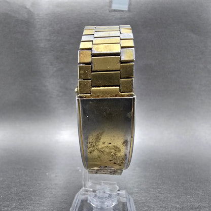 Seiko SQ Watch Men 35mm Silver Dial Gold Tone Daydate Round 8223-8029 PARTS VTG98