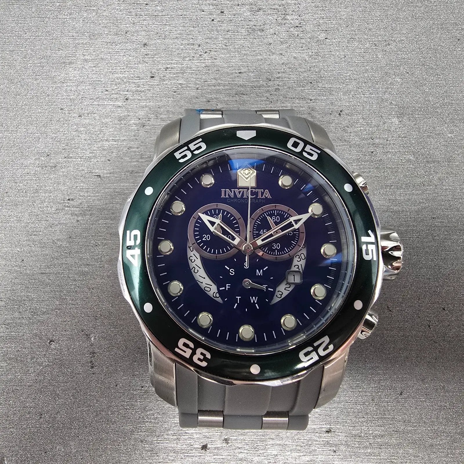 Invicta Pro Diver Chronograph Watch Men 49mm Blue Dial Steel Date 19763 New Batt0