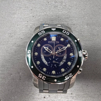 Invicta Pro Diver Chronograph Watch Men 49mm Blue Dial Steel Date 19763 New Batt0