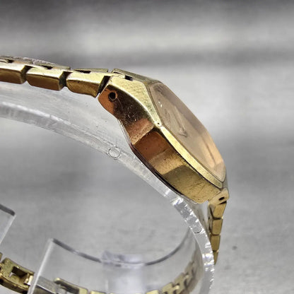 Seiko Watch Women 17mm Gold Dial Gold Tone Hexagon 1400-5319 New Battery Vintage3