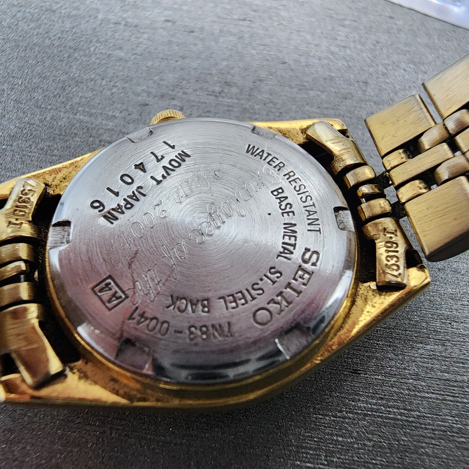 Seiko Watch Women 24mm Gold Dial Gold Tone Daydate Round 7N830041 New Battery9