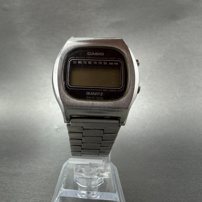 Casio 54QS-25 Watch Men 35mm Digital Silver Tone Round Daydate VTG PARTS6