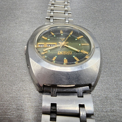 Orient Chrono Ace Watch Men 35mm Green Dial Steel Daydate G42926740 Runs4