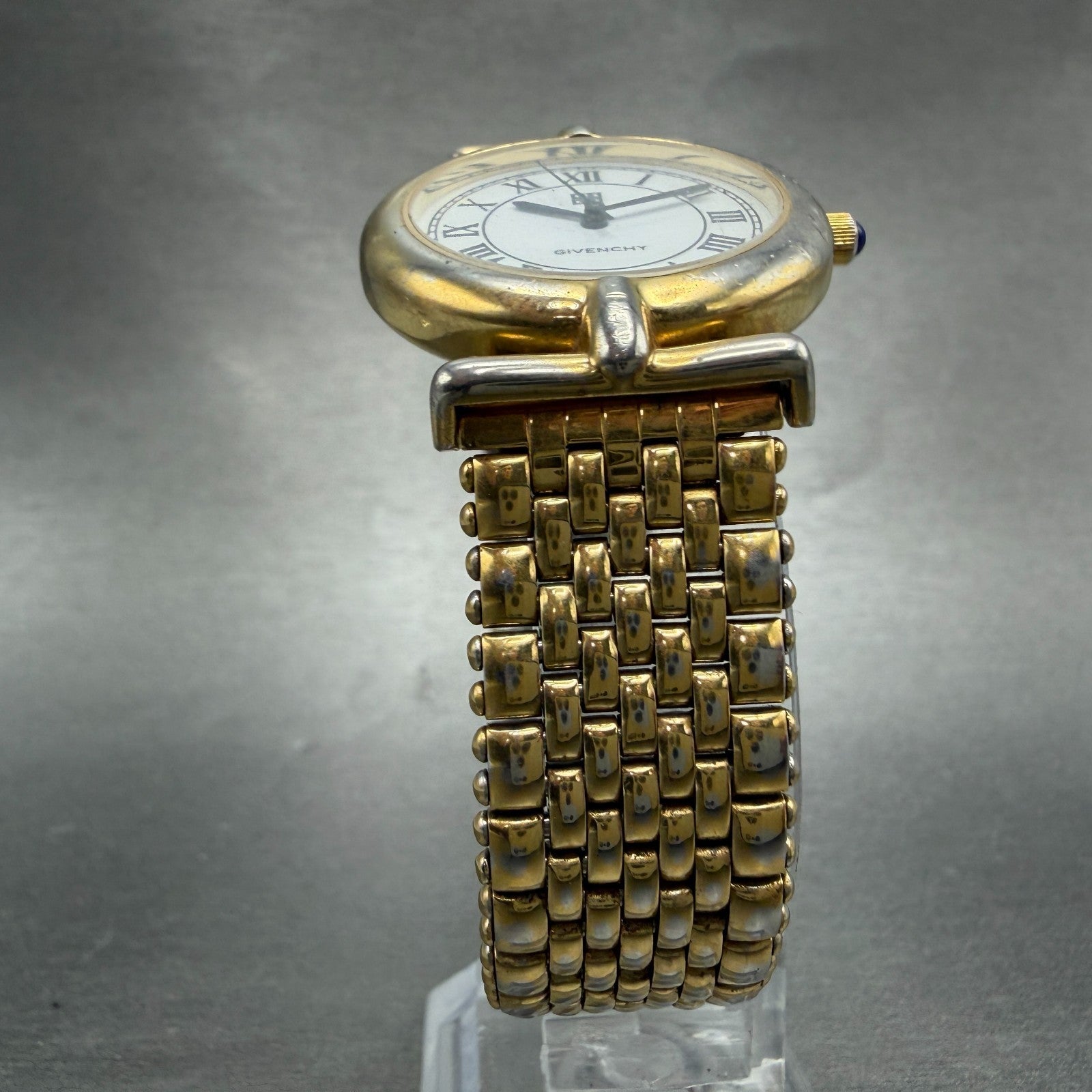 Givenchy Watch Men 32mm White Dial Gold Tone Round PARTS Vintage6