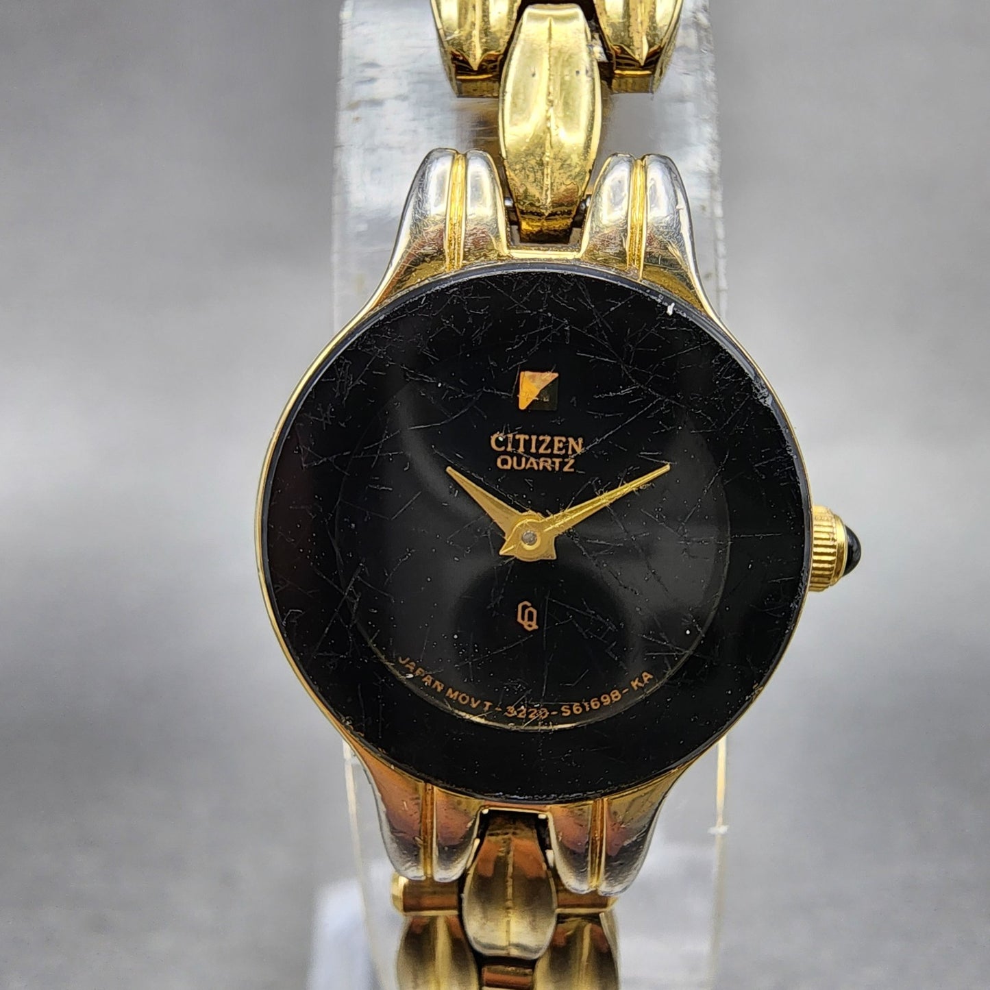 Citizen CQ Watch Women 18mm Black Dial Gold Tone Round 3220S61698 New Battery1