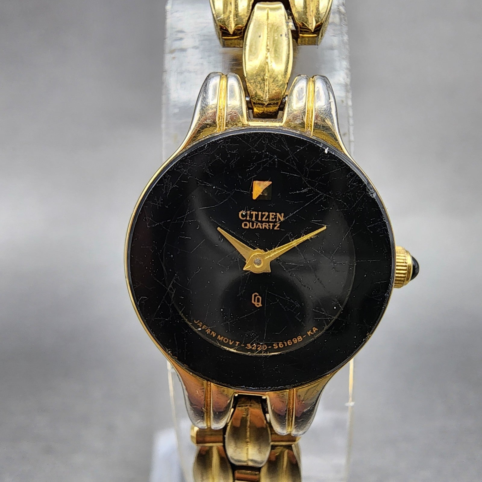 Citizen CQ Watch Women 18mm Black Dial Gold Tone Round 3220S61698 New Battery1