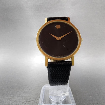 Movado Museum Watch 31mm Women Black Dial Gold Tone Round 87.45.882 New Batt ABC5