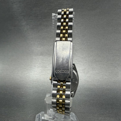 Seiko Watch Women 25mm White Dial Two Tone Daydate Round 7n83-0041 New Batt ONSI7