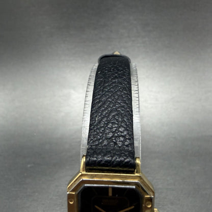 Seiko Watch Women 20mm Black Dial Gold Tone Octagon 7320-5059 New Battery4