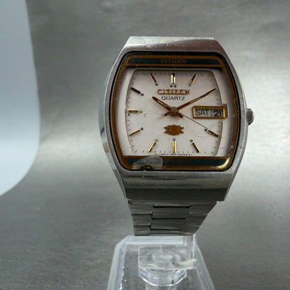 Citizen CQ Watch Men 34mm Silver Dial Two Tone Daydate 1400-140907 New Battery5