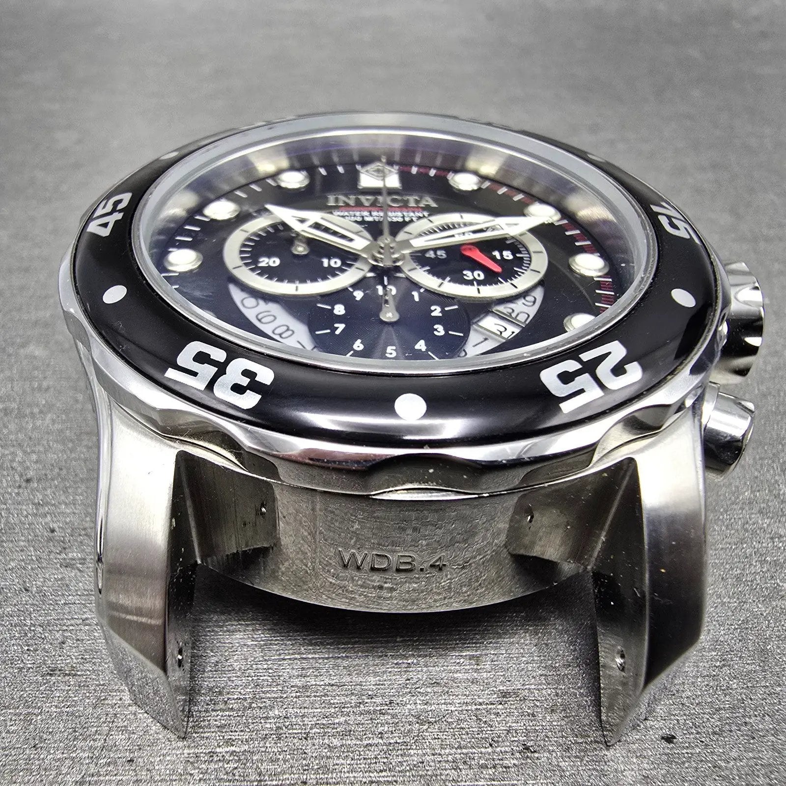 Invicta Pro Diver Chronograph Watch Men 48mm Black Dial Silver Tone 6977 New Bat3