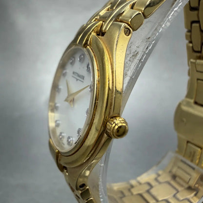 Wittnauer Watch Women 25mm MOP Dial Gold Tone Round Crystals 11P06 New Battery2