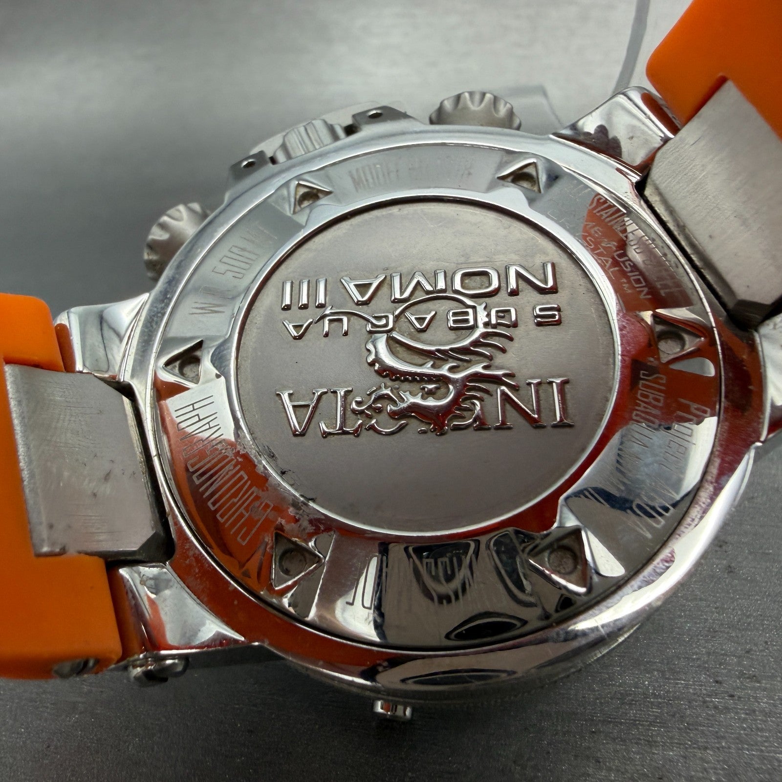 Invicta Sub Aqua Noma Chronograph Watch Men 50mm Orange Dial Steel 1378 New Batt9