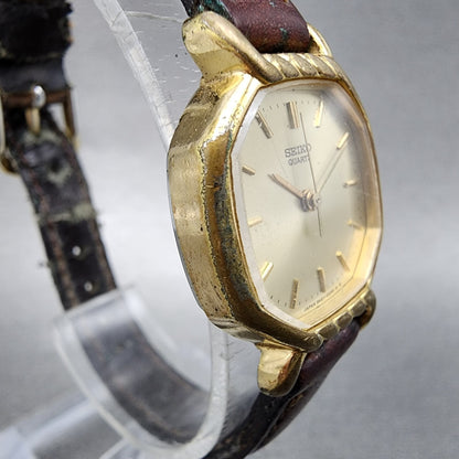 Seiko Watch Women 22mm Champagne Dial Gold Tone Octagon 34215140 New Battery3
