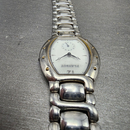 Playboy Watch Unisex 29mm White Dial Silver Tone Oval New battery MISSING CLASP4