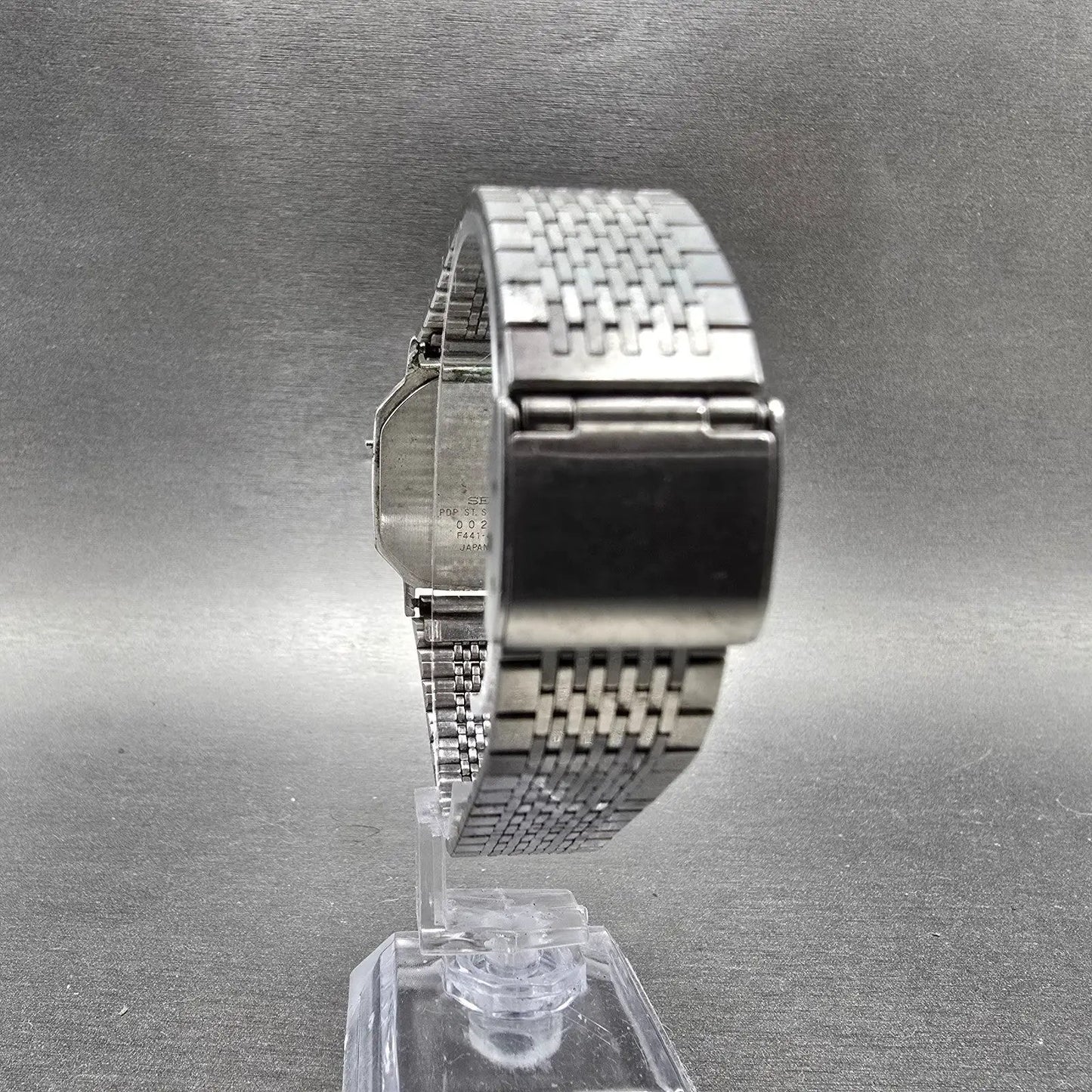 Seiko Watch Men 30mm Silver Digital F441-4010 Octagon PARTS Vintage8