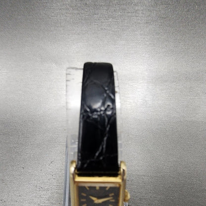 Seiko Tank Watch Women 14mm Black Dial Gold Tone Rectangle 1F205A69 New Battery3
