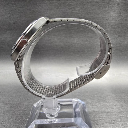 Seiko Watch Men 32mm Silver Dial Silver Tone Daydate Rectangle 5933-5040 New Bat6
