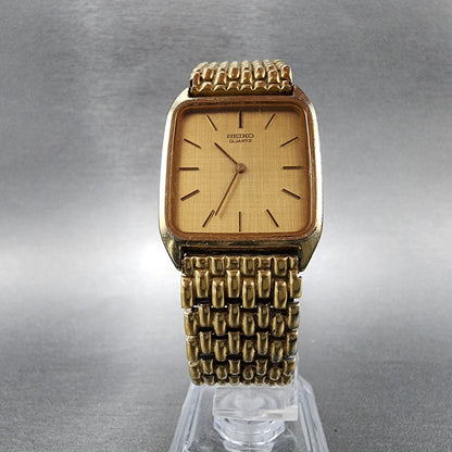 Seiko Tank Watch Men 27mm Gold Dial Gold Tone Rectangle 74305309 PARTS6
