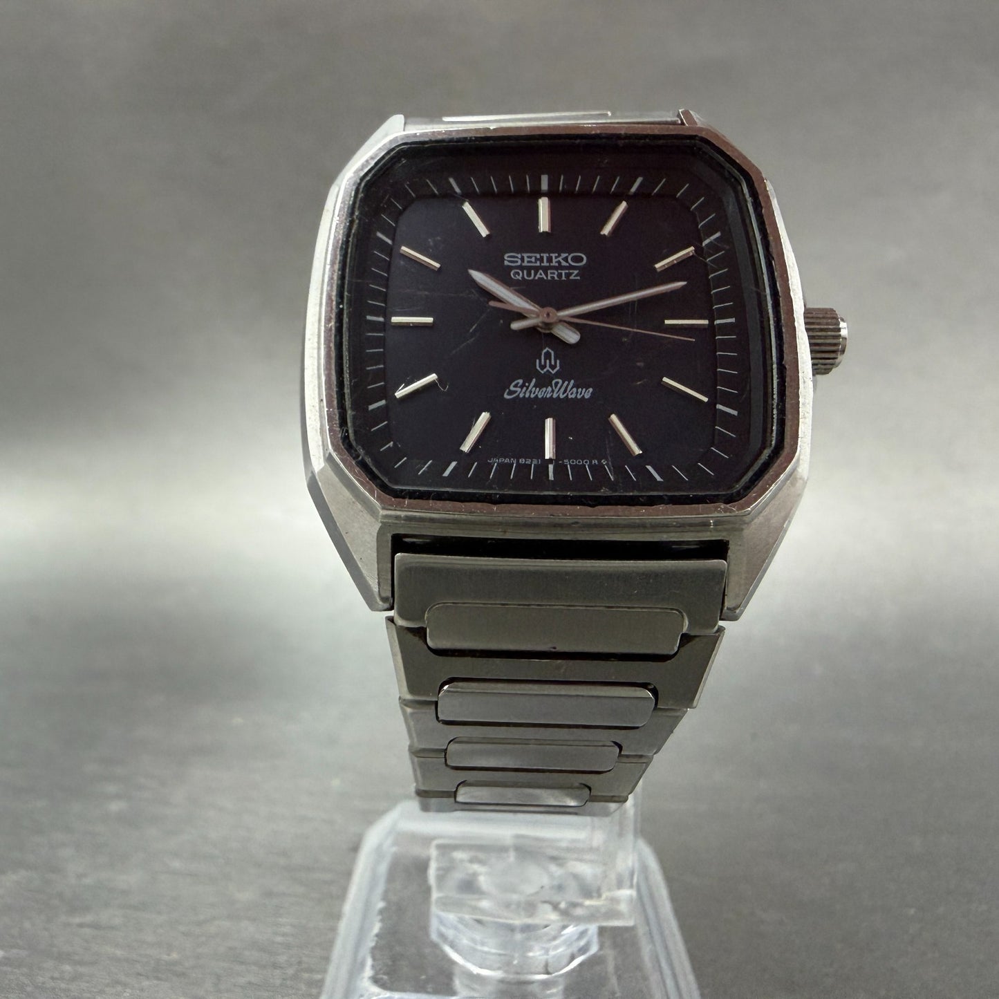 Seiko SilverWave Watch Men 34mm Black Dial Silver Tone 8221-500A New Battery5