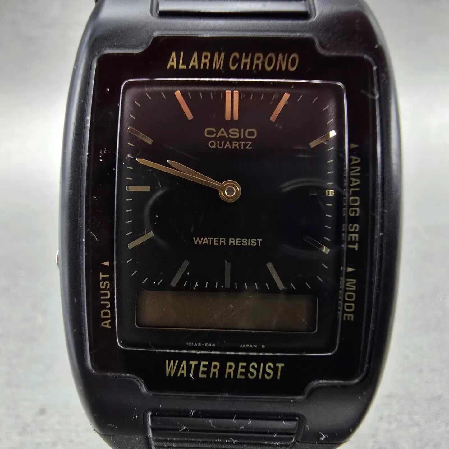 Casio AQ-47 Watch Men 30mm Black Dial Black Analog Digital Alarm Chrono PARTS2