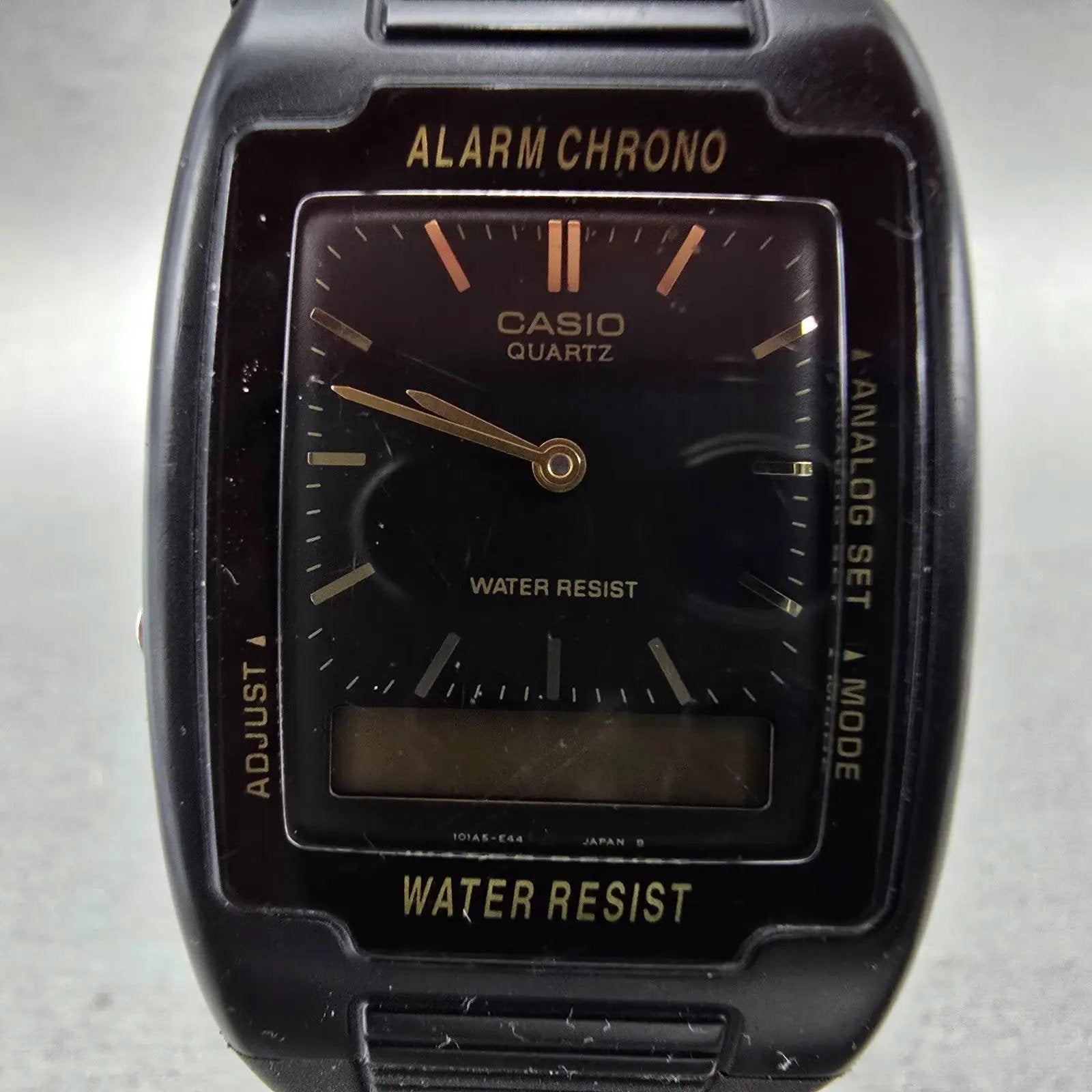 Casio AQ-47 Watch Men 30mm Black Dial Black Analog Digital Alarm Chrono PARTS2