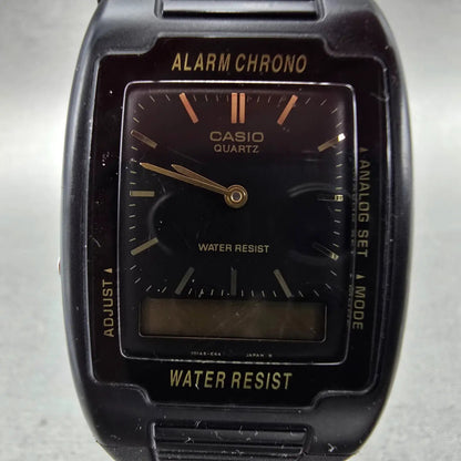 Casio AQ-47 Watch Men 30mm Black Dial Black Analog Digital Alarm Chrono PARTS2