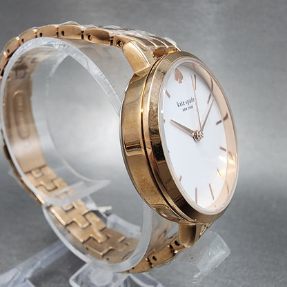 Kate Spade Metro Watch Women 30mm White Dial Rose Gold Tone Round New Battery3