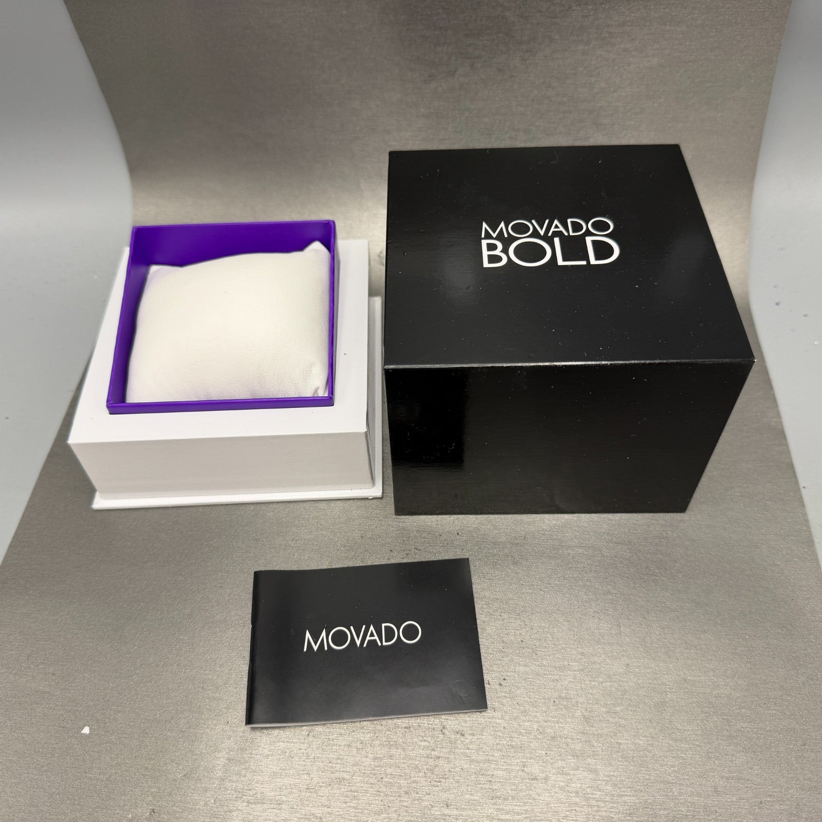 Movado Bold Watch Men 42mm Black Dial Black Tone Leather Band W/box New Battery12